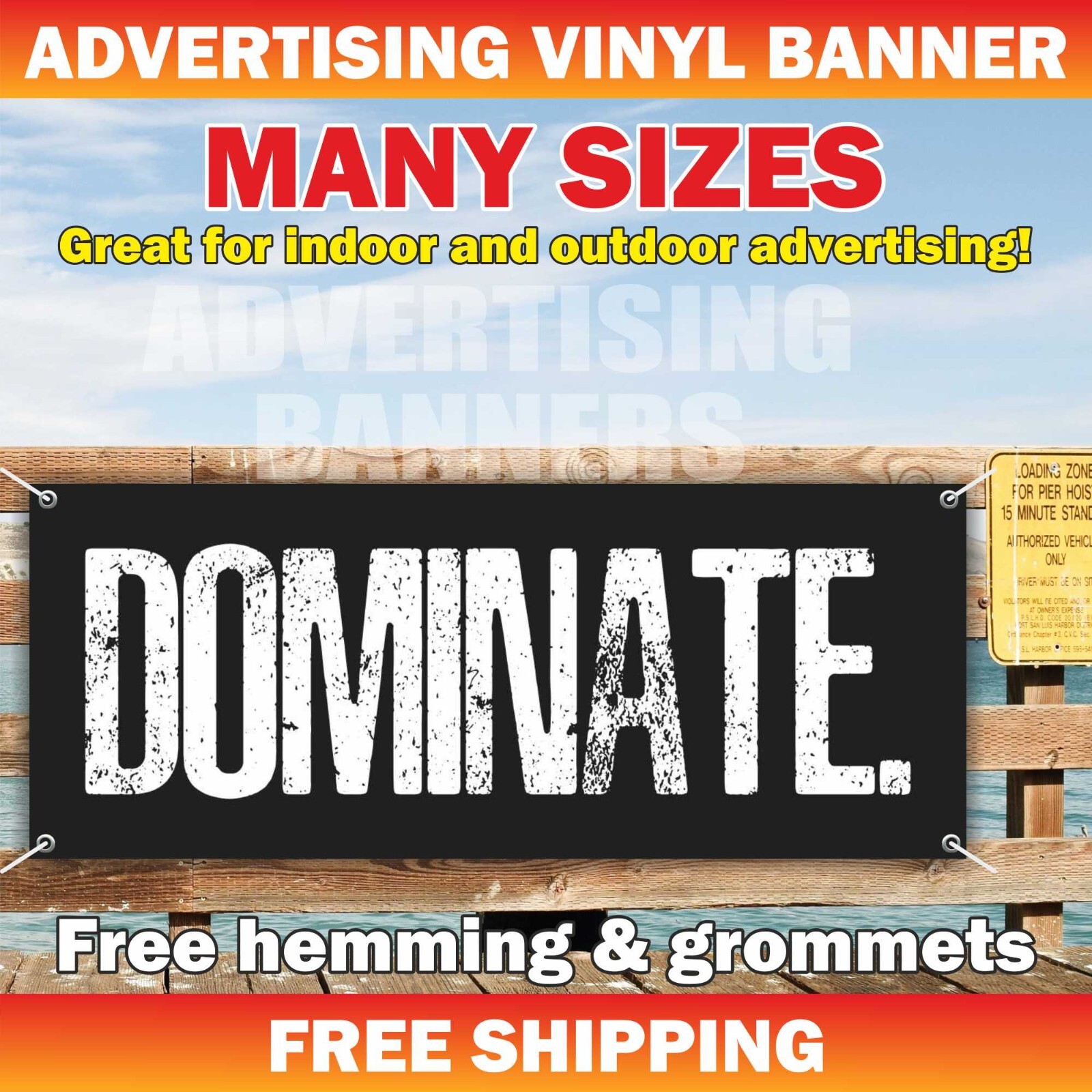 DOMINATE Workout Banner Vinyl Sign Motivation Poster Fitness Gym