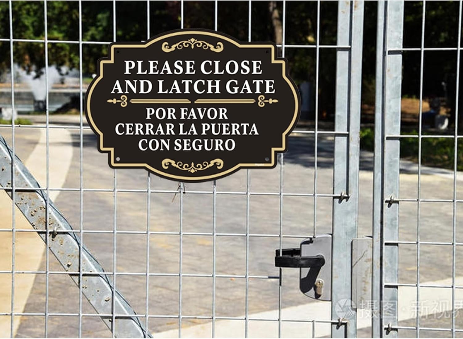 2 Pack Please Close and Latch Gate Sign Bilingual English Spanish, | 10 x 7 I…