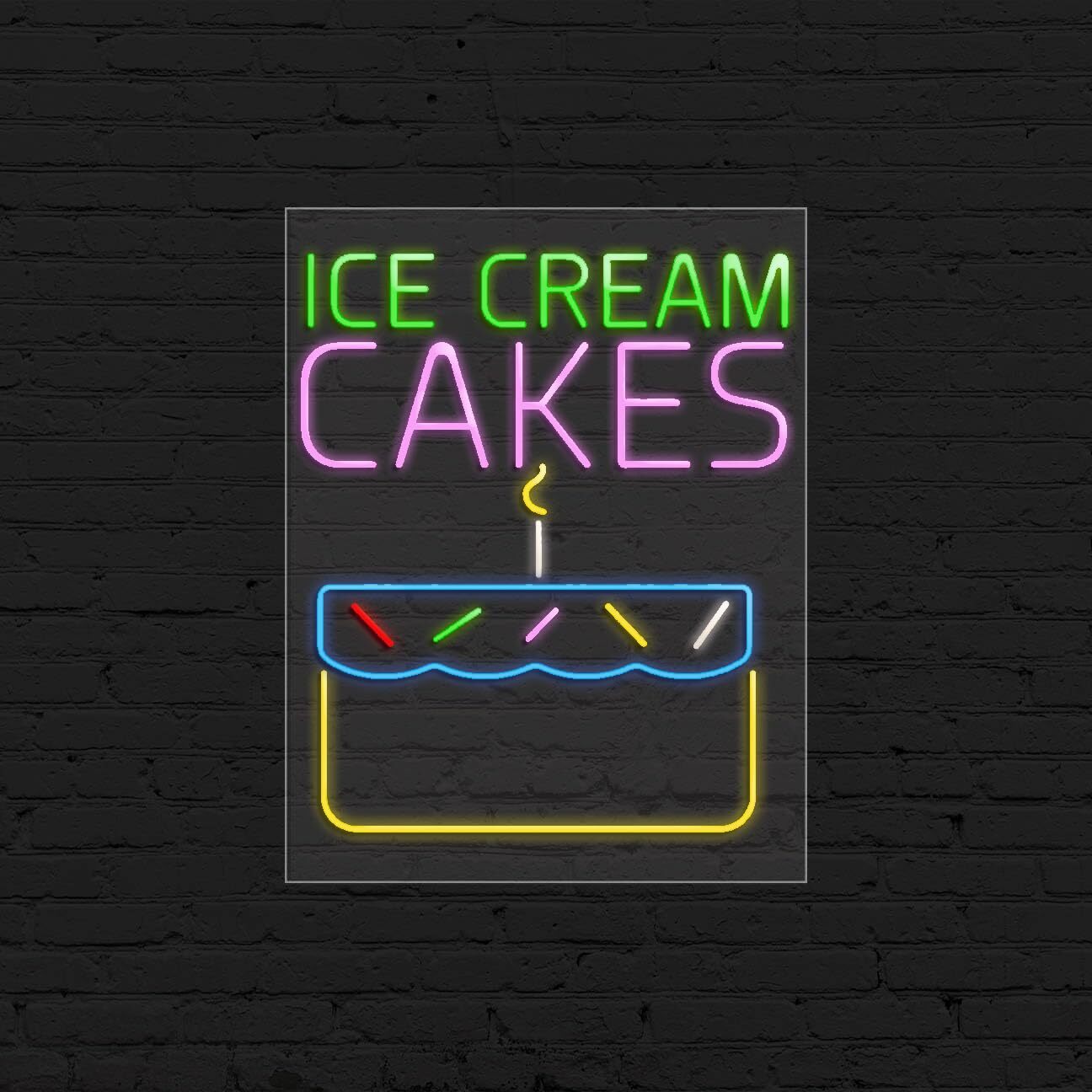 Ice Cream Cakes Sign for Business Displays | LED Flex Neon | 24″W x 31″H x 1″D