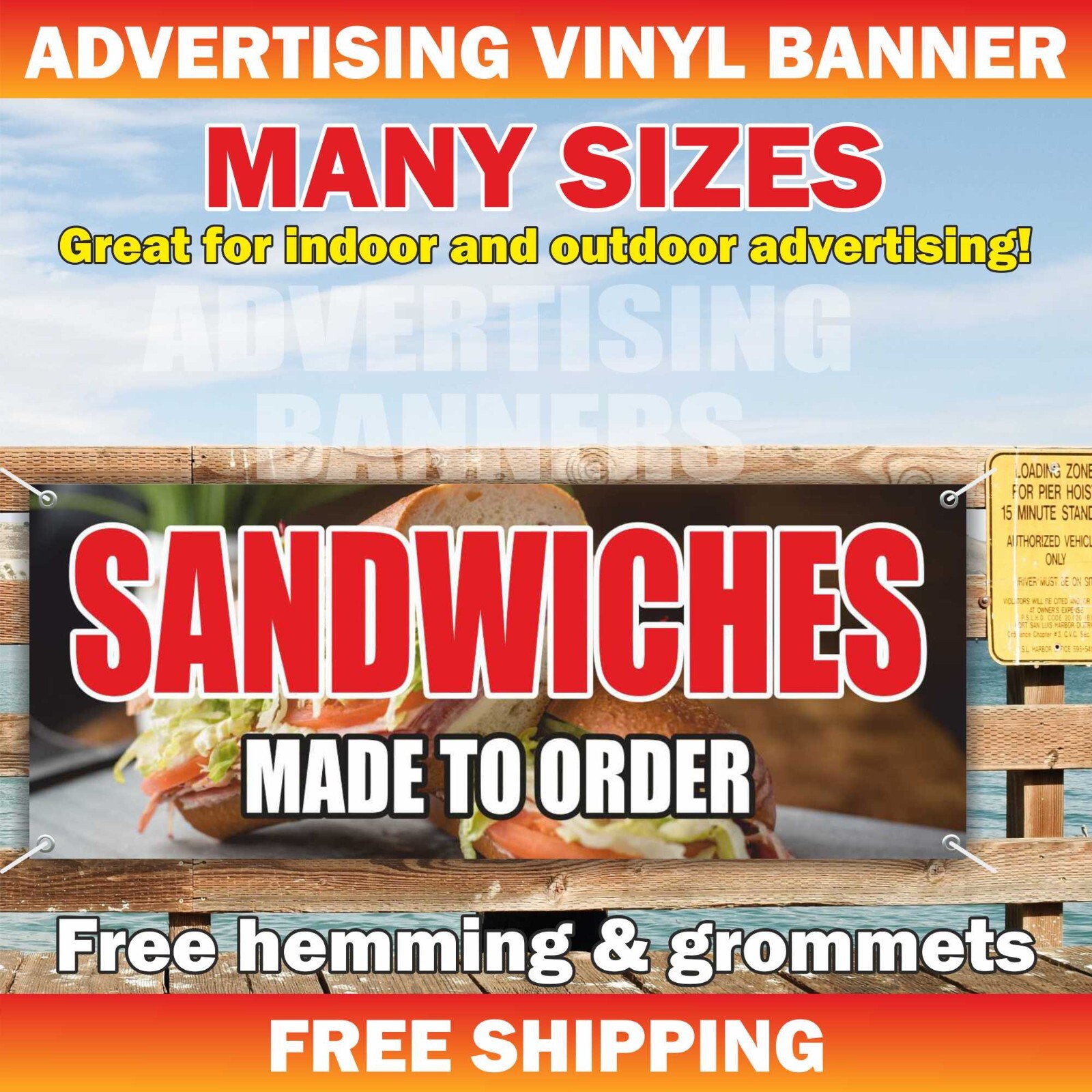 SANDWICHES MADE TO ORDER Advertising Banner Vinyl Sign deli sub burger fast food