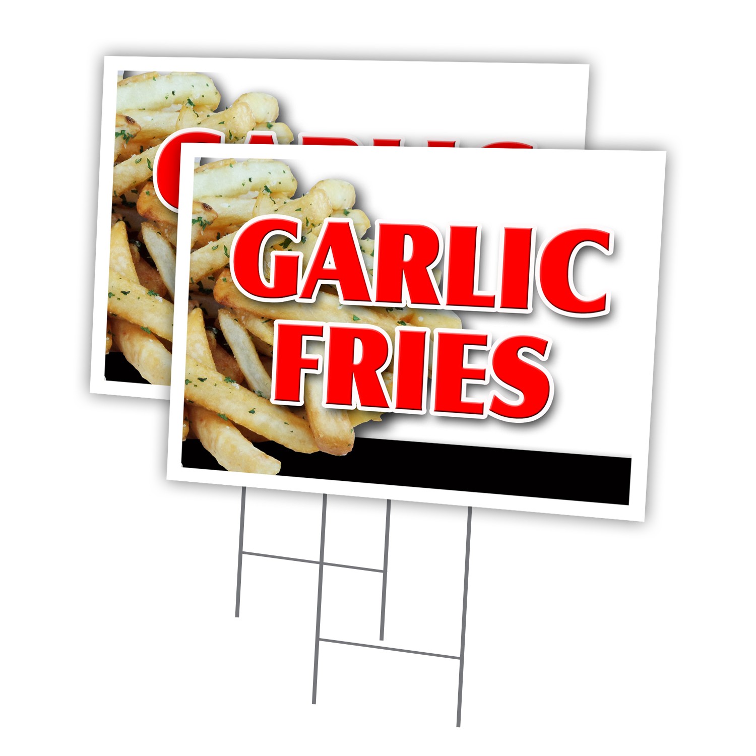 Garlic Fries Multi-Pack of Yard Signs & Stake outdoor plastic coroplast window