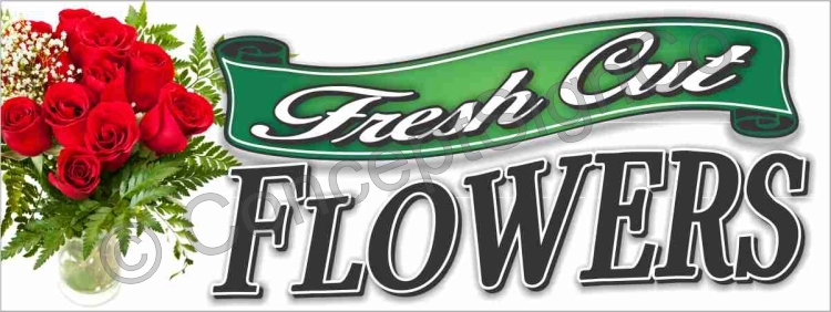 3’x8′ FRESH CUT FLOWERS BANNER LARGE Outdoor Sign Roses Florist Shops Bouquets
