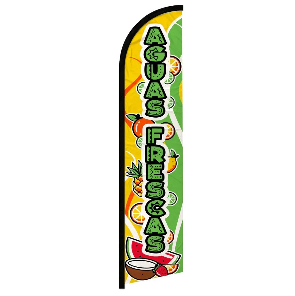 Aguas Frescas Windless Full Sleeve Advertising Smoothies Drinks Banner Flag