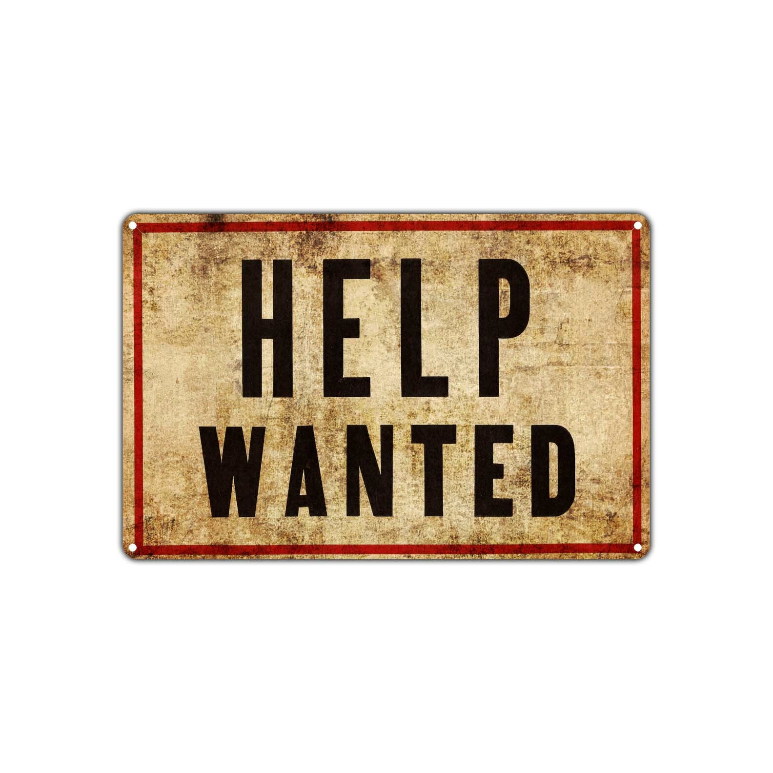 Help Wanted Vintage Sign For Homes Road Man Cave Street Décor Metal Plate Sign