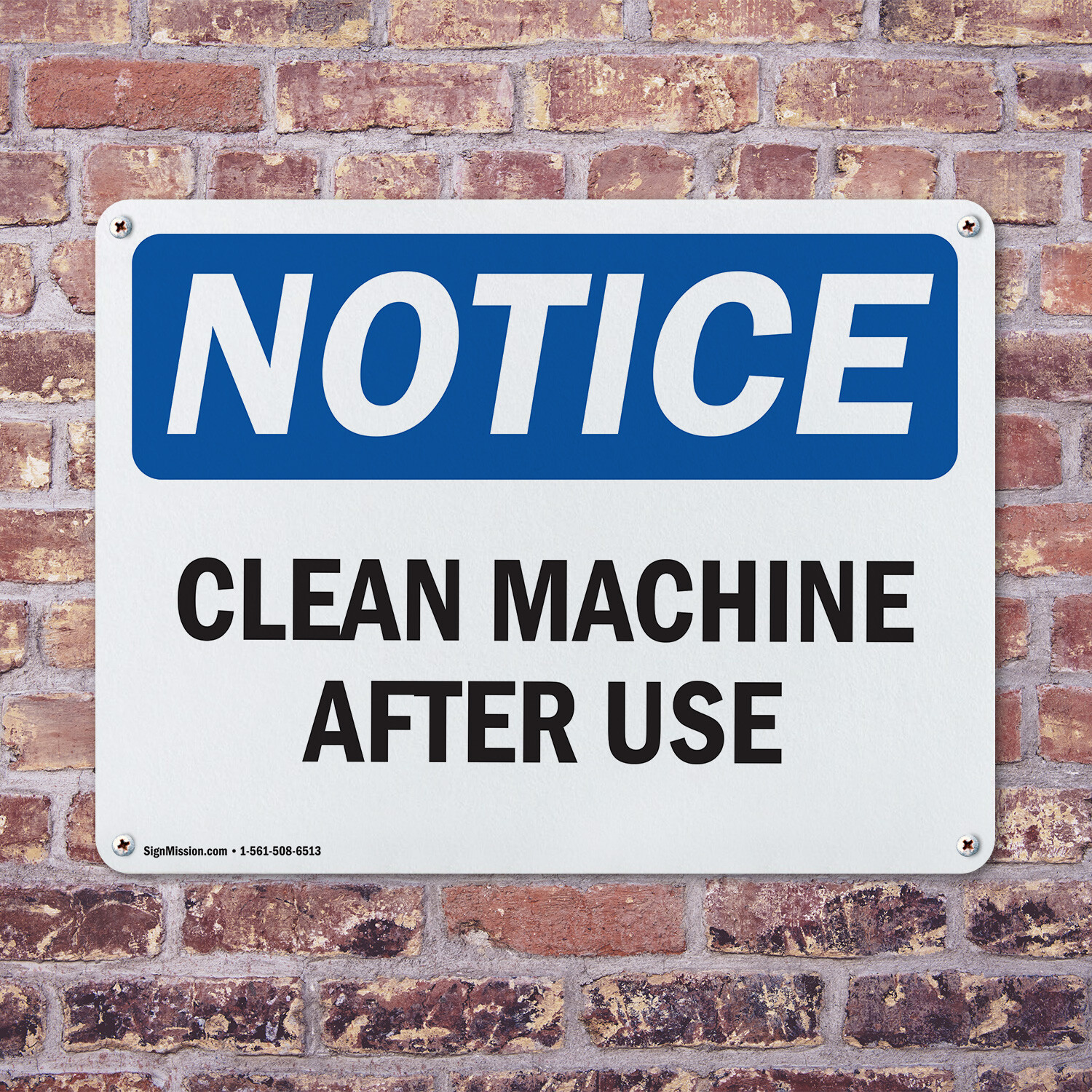 (2 Pack) Clean Machine After Use OSHA Notice Sign Decal Metal Plastic