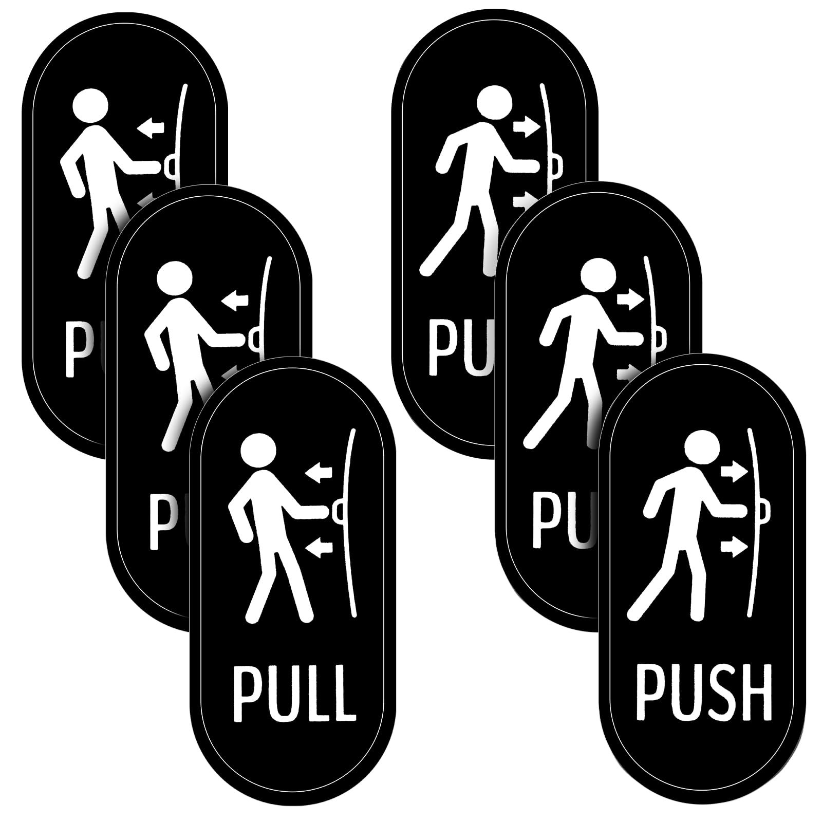 Mabor 6Pcs Push Pull Door Stickers, Push & Pull Sign for Door, Vertical SelfA…