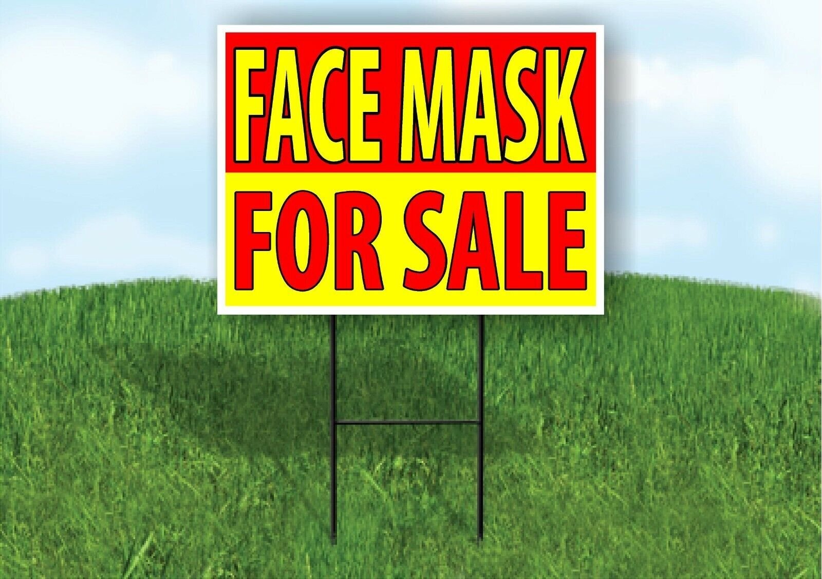 FACE MASK FOR SALE RED YELLOW Plastic Yard Sign ROAD SIGN with Stand