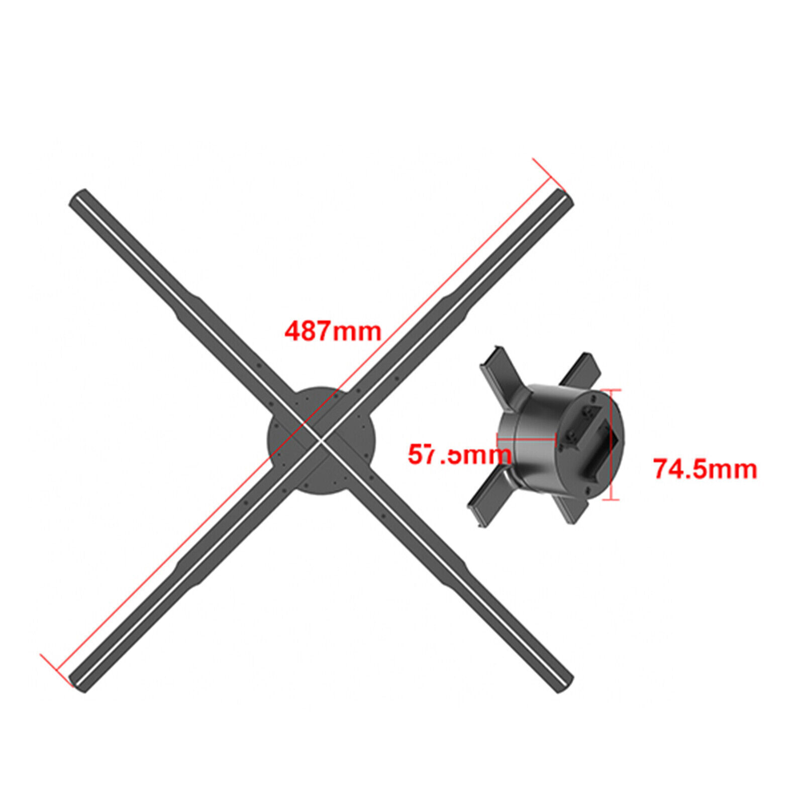 3D Holographic Projector LED Hologram Fan Advertising Player with Stand 3x50cm