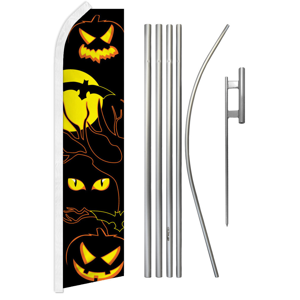 Scary Eyes Halloween Swooper Flutter Feather Advertising Flag Kit Costume Store