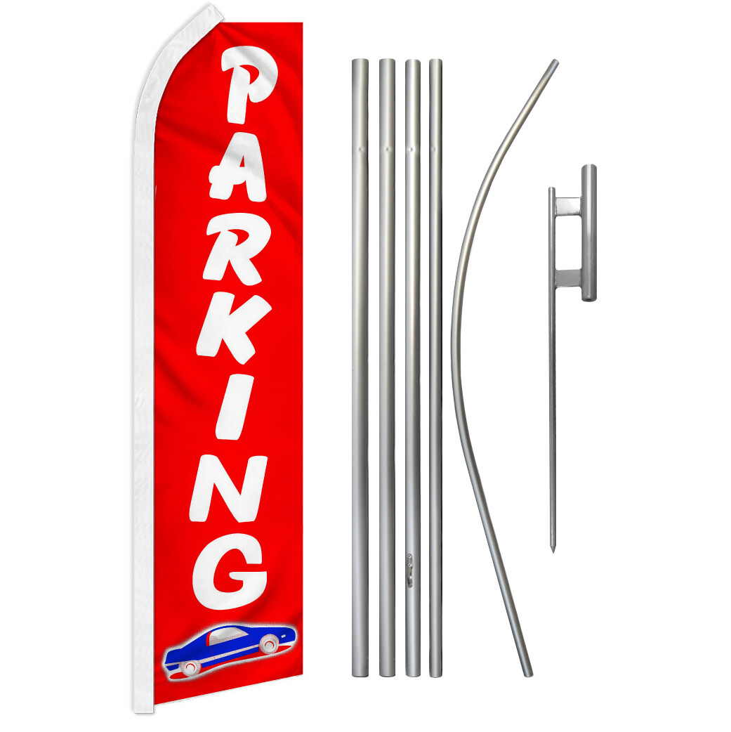 Parking Swooper Flutter Feather Advertising Flag Kit Parking Lot Sign