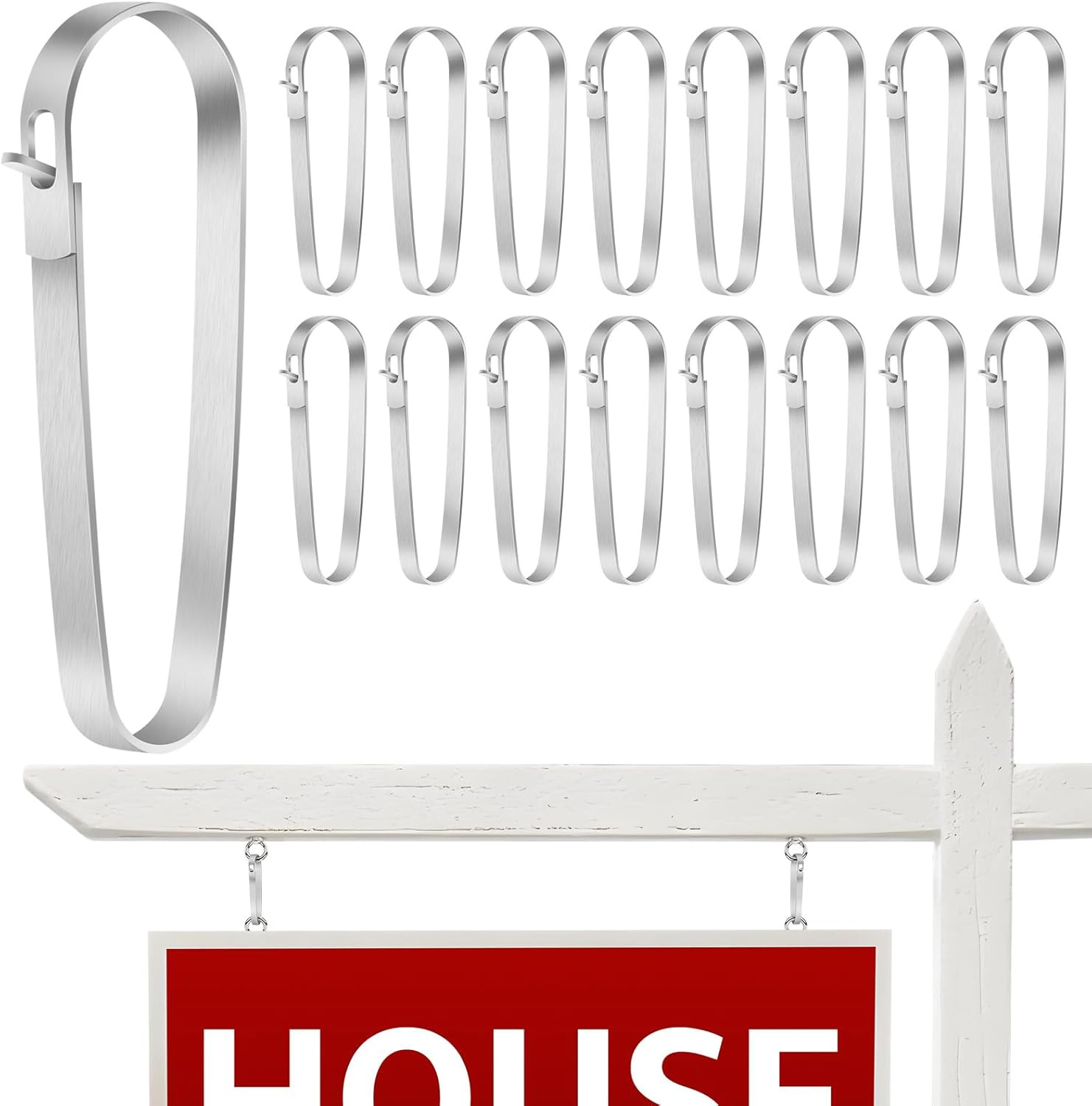 16 PACKS Real Estate Sign Clips for Hanging Signs, Real Estate Sign Rider Clips,