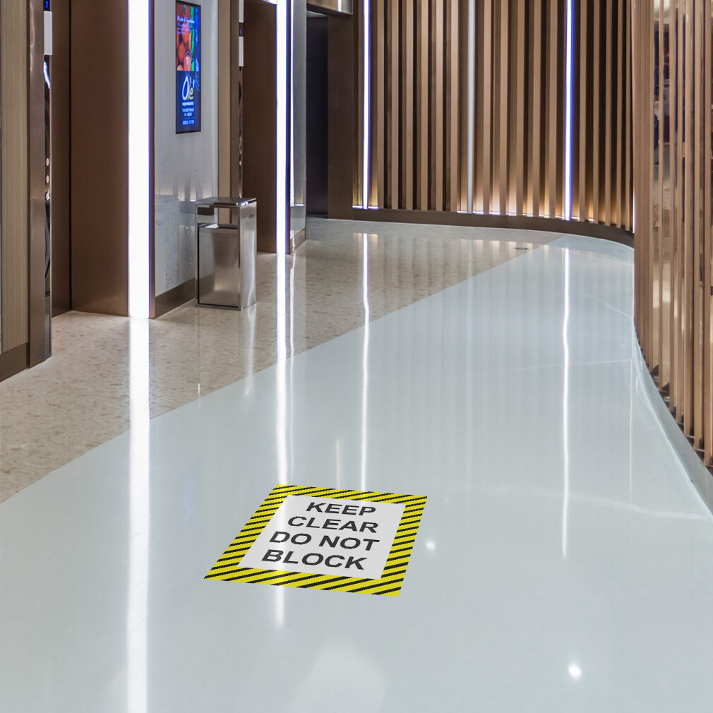 Floor Decals Keep Clear Do Not Block Black Yellow Anti-Slip Vertical Shape