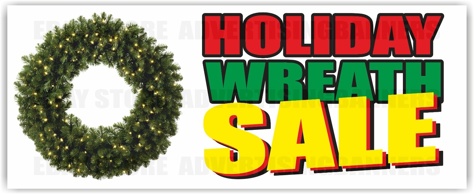 HOLIDAY WREATH SALE Advertising Banner Vinyl Sign Xmas Fir Wreath Christmas