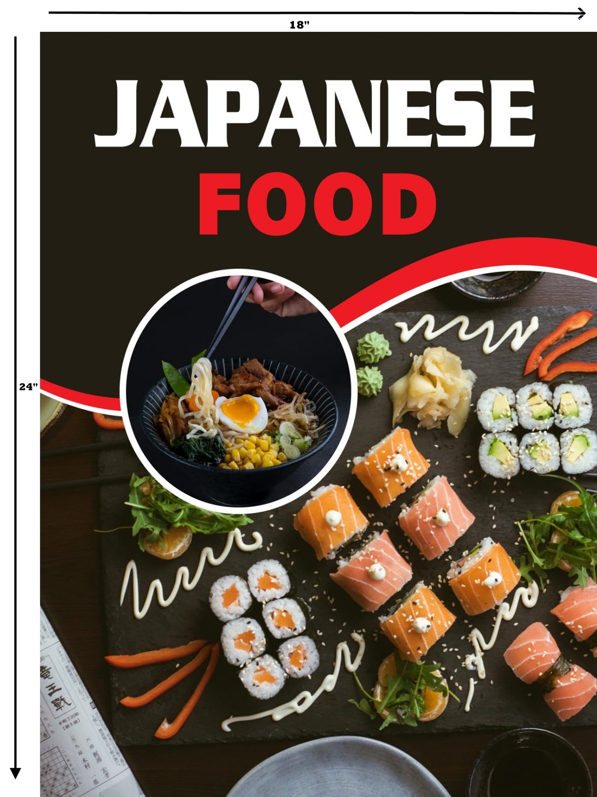 Japanese Food | Retail Window Display Sign | 18″W x 24″H