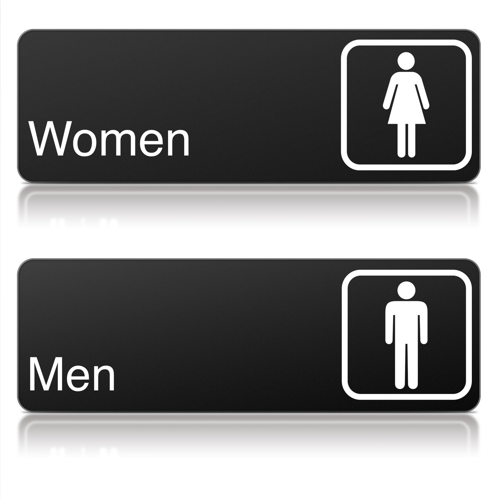 Modern Restroom Sign Minimalist Men Women Bathroom Matte Black 9×3 Inch 2 PCS