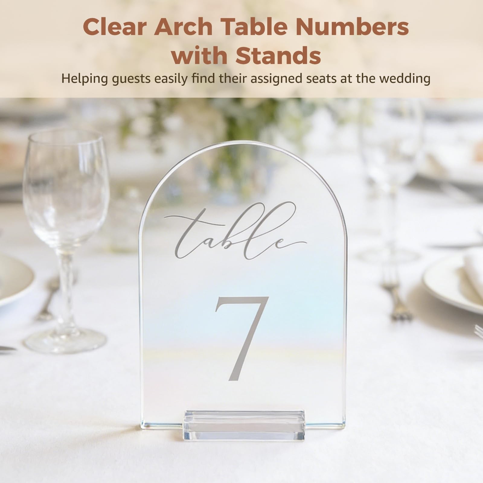 10 PCS Clear Arch Wedding Table Numbers 110 7×5 Inch Acrylic Signs Stands