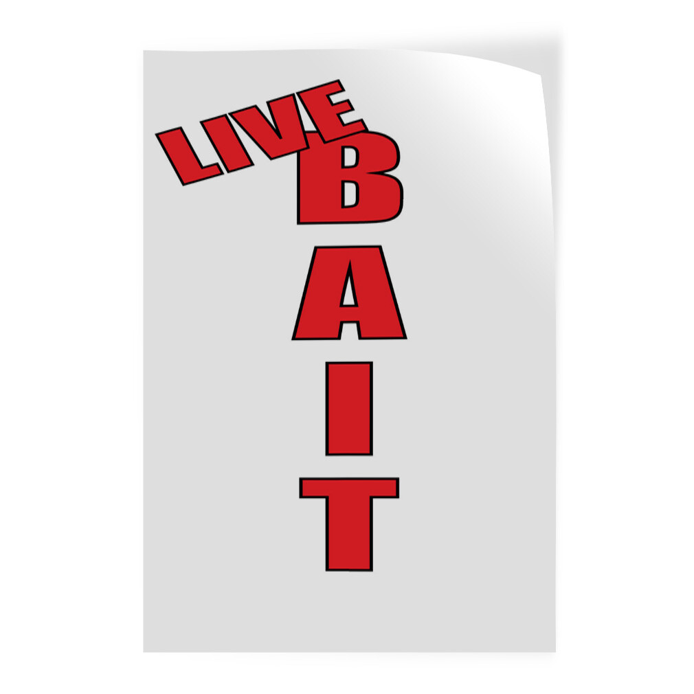 Door Decals Vertical Vinyl Stickers Multiple Sizes Live Bait Business Vinyl