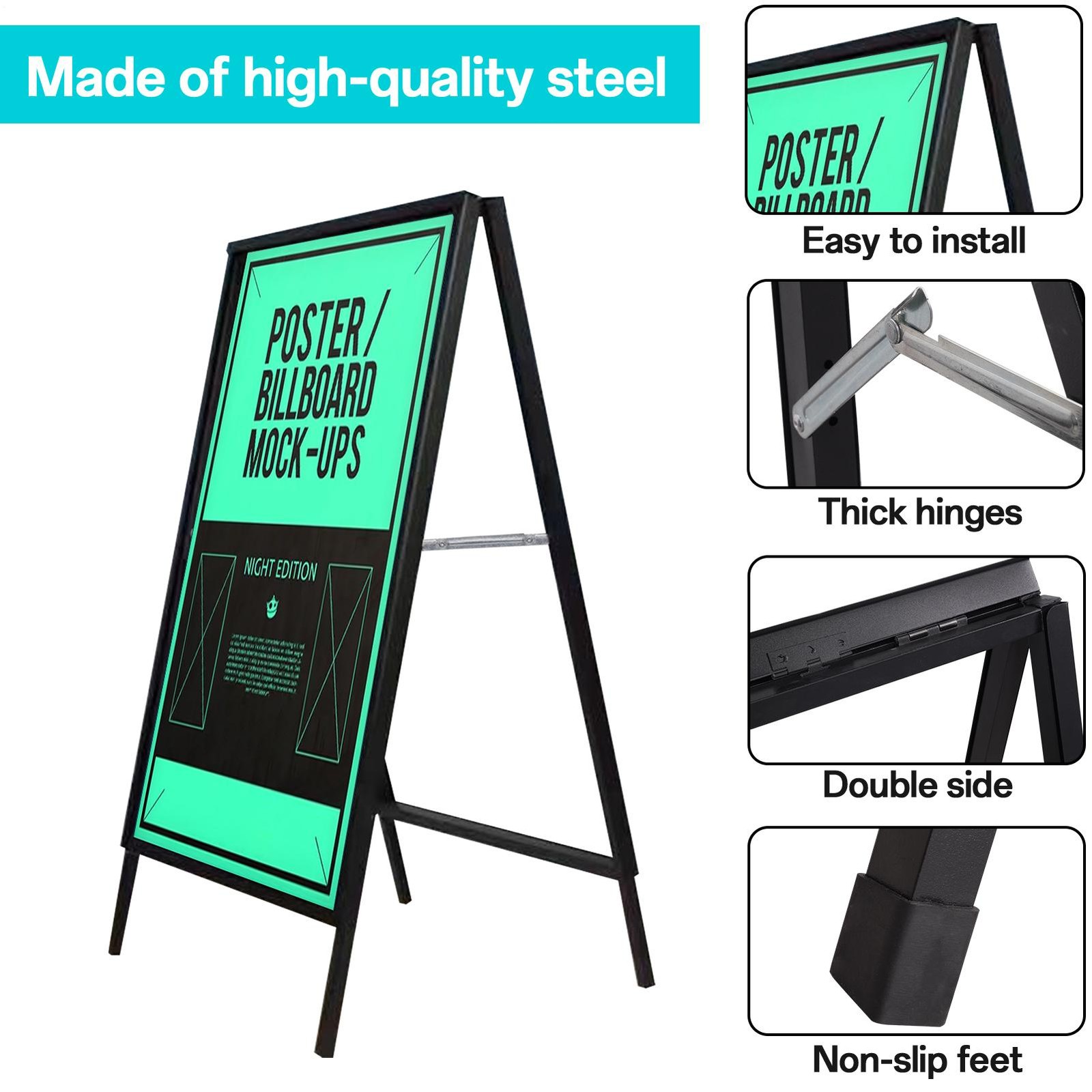 2pcs Heavy Duty A-Frame Sidewalk Sign 24×36 in Full-color Printed,Sidewalk Sign