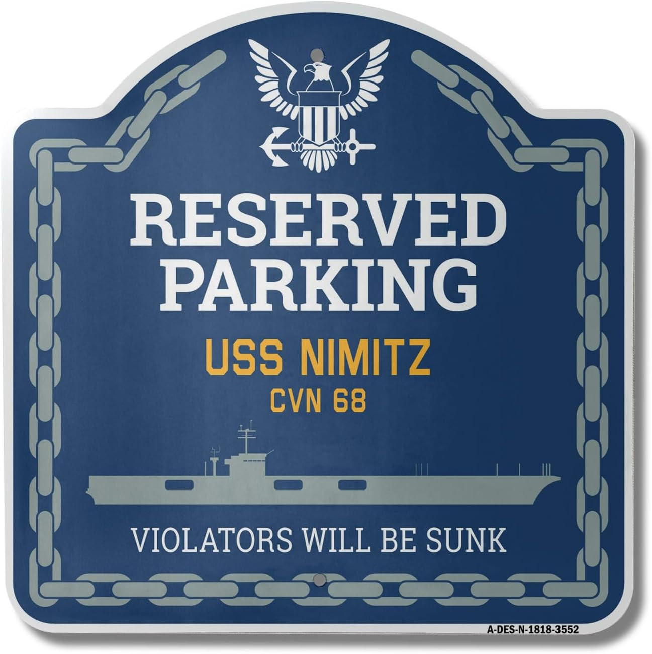 USS Nimitz CVN 68 Aluminum Sign | 18″x18″ Navy Ship Gift Made in USA