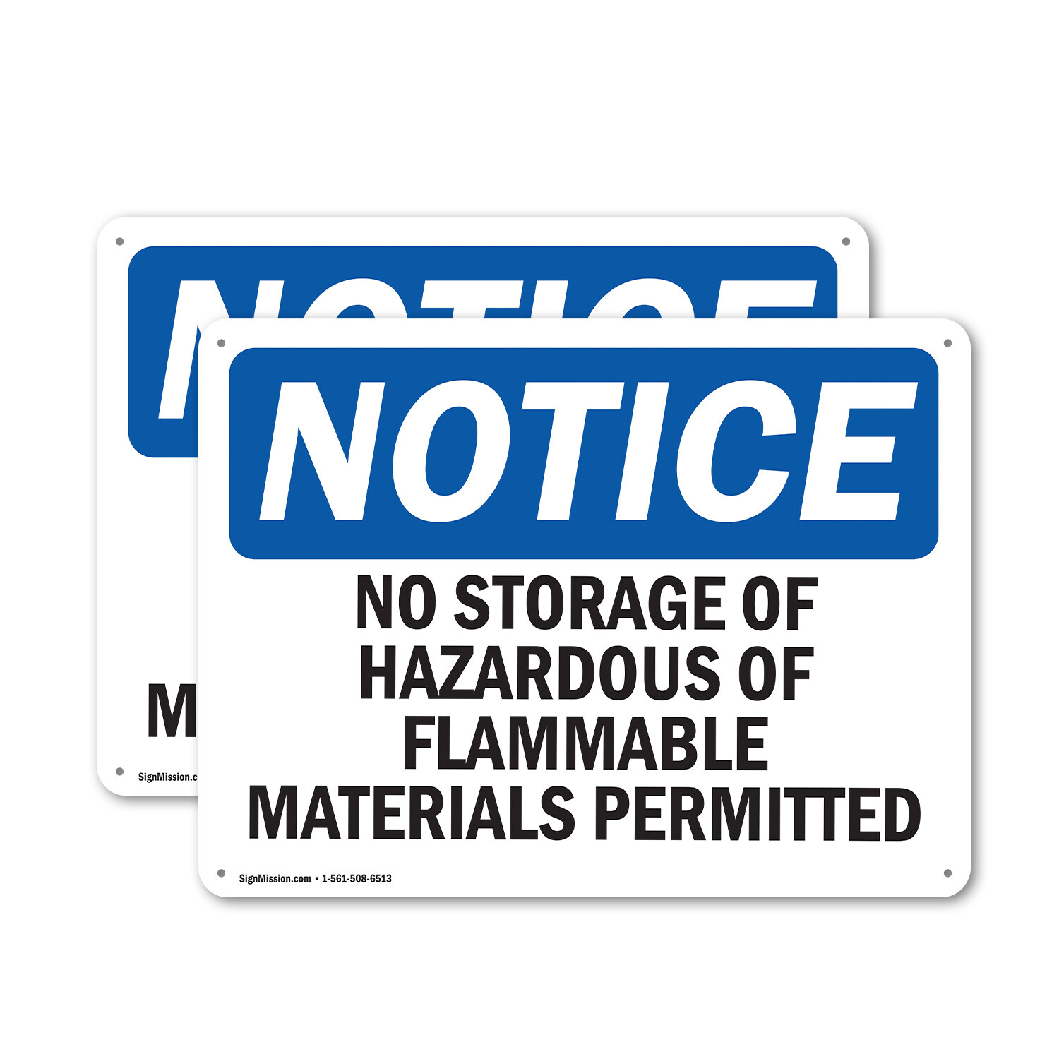 (2 Pack) No Storage Of Hazardous Or Flammable Materials OSHA Notice Sign Decal