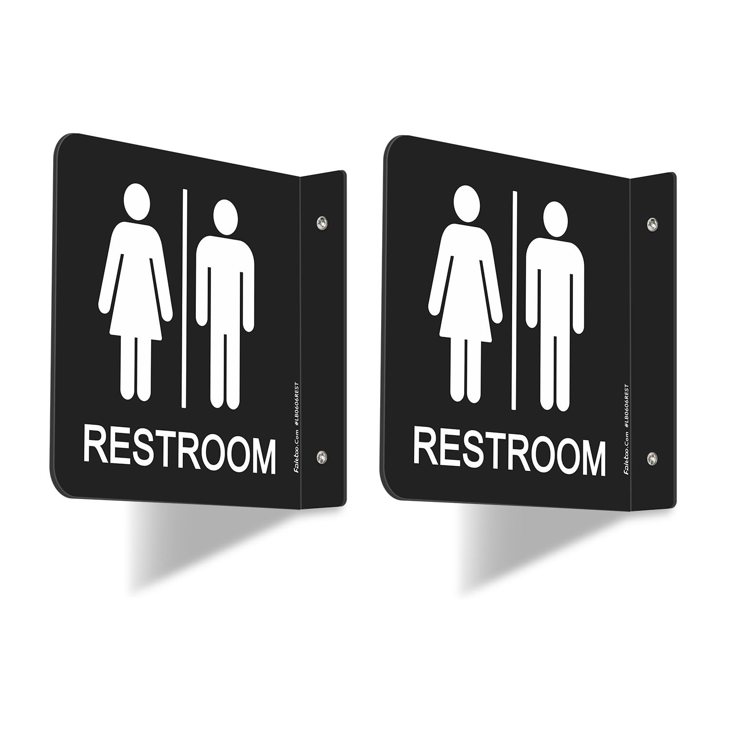 Restroom Sign, Bathroom Signs, (2 Pack) 6 x 6 Inches Unisex Acrylic Sign, for…