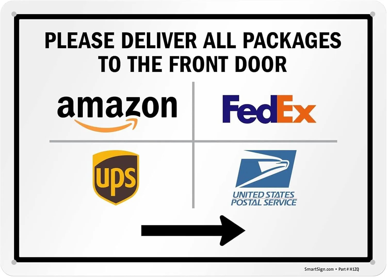 10 x 7 Inch Please Deliver Packages Front Door Yard Sign With Metal Stake Kit