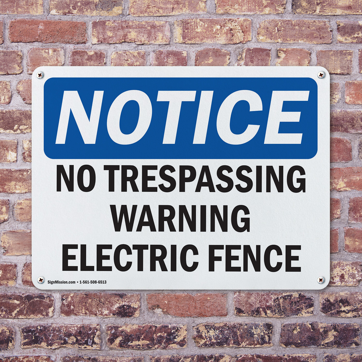 (2 Pack) No Trespassing Warning Electric Fence OSHA Notice Sign Decal Metal