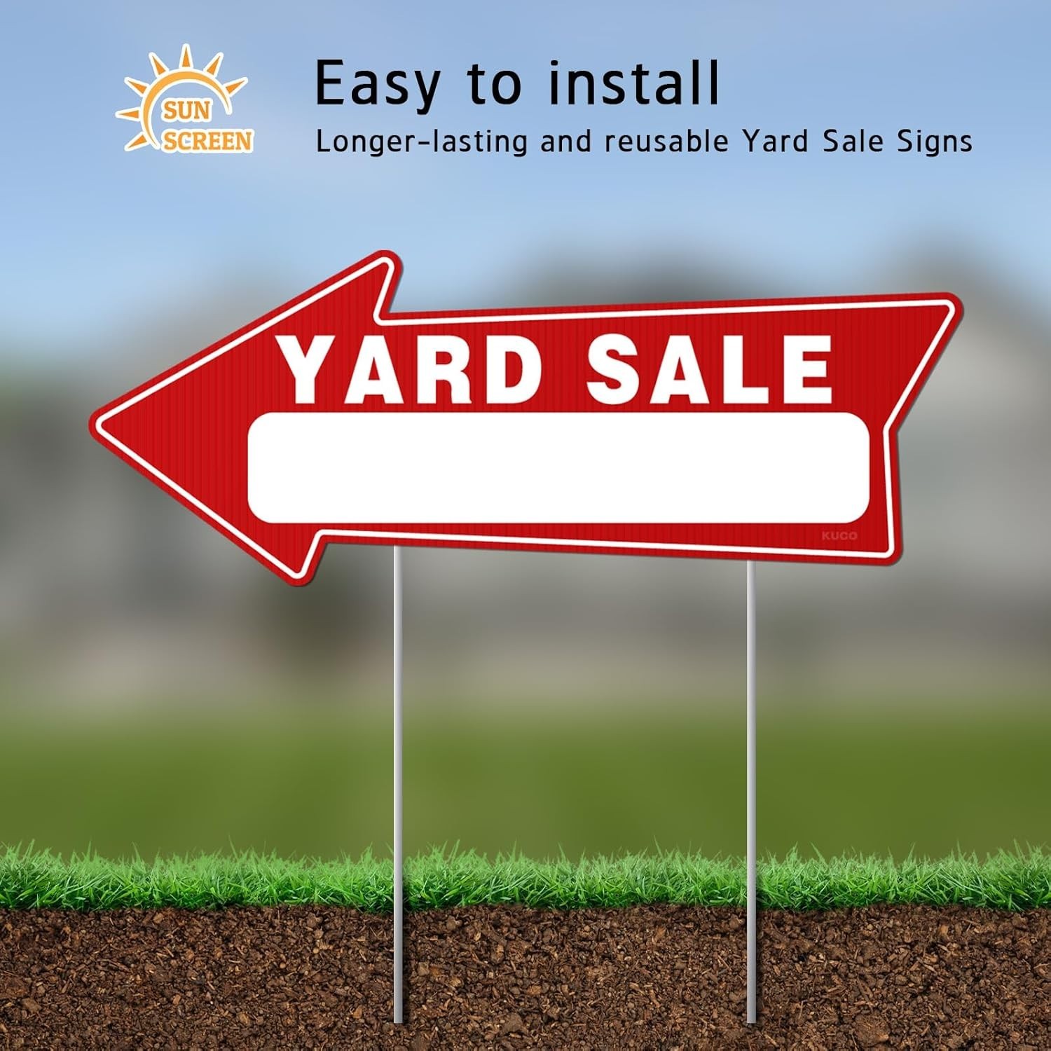 Yard Sale Signs 7 Pack Double Sided Arrows 16×6 Inch Stakes Outdoor
