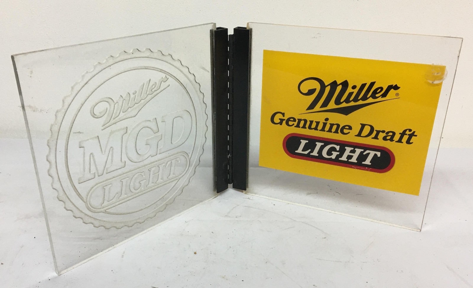 Miller Genuine Draft Light MGD Beer Acrylic Sign vintage counter top folding