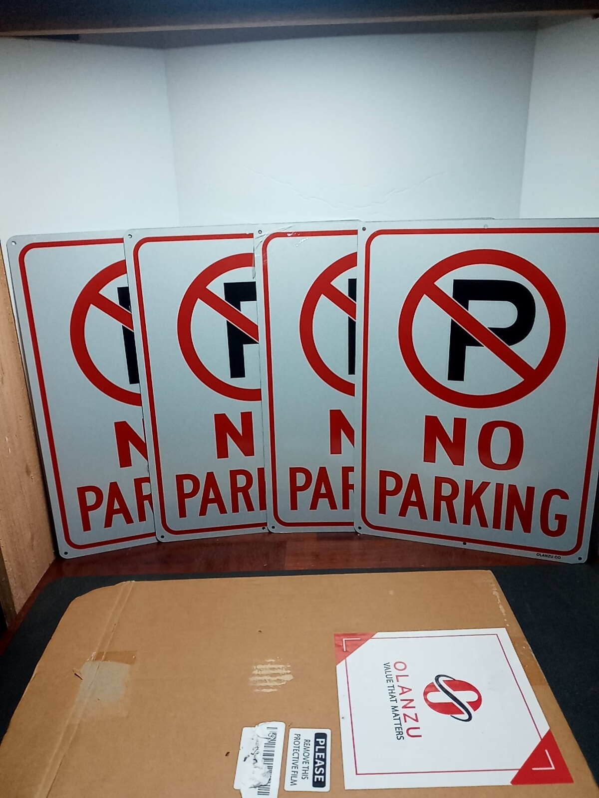 No Parking Sign With Symbol Sign, 14 x 10 Inches Reflective .40 Rust Free