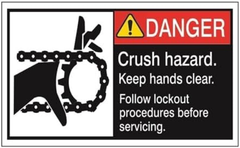Tin Metal Sign Crush Hazard Keep Hands Clear Wall Art Decor 8×12