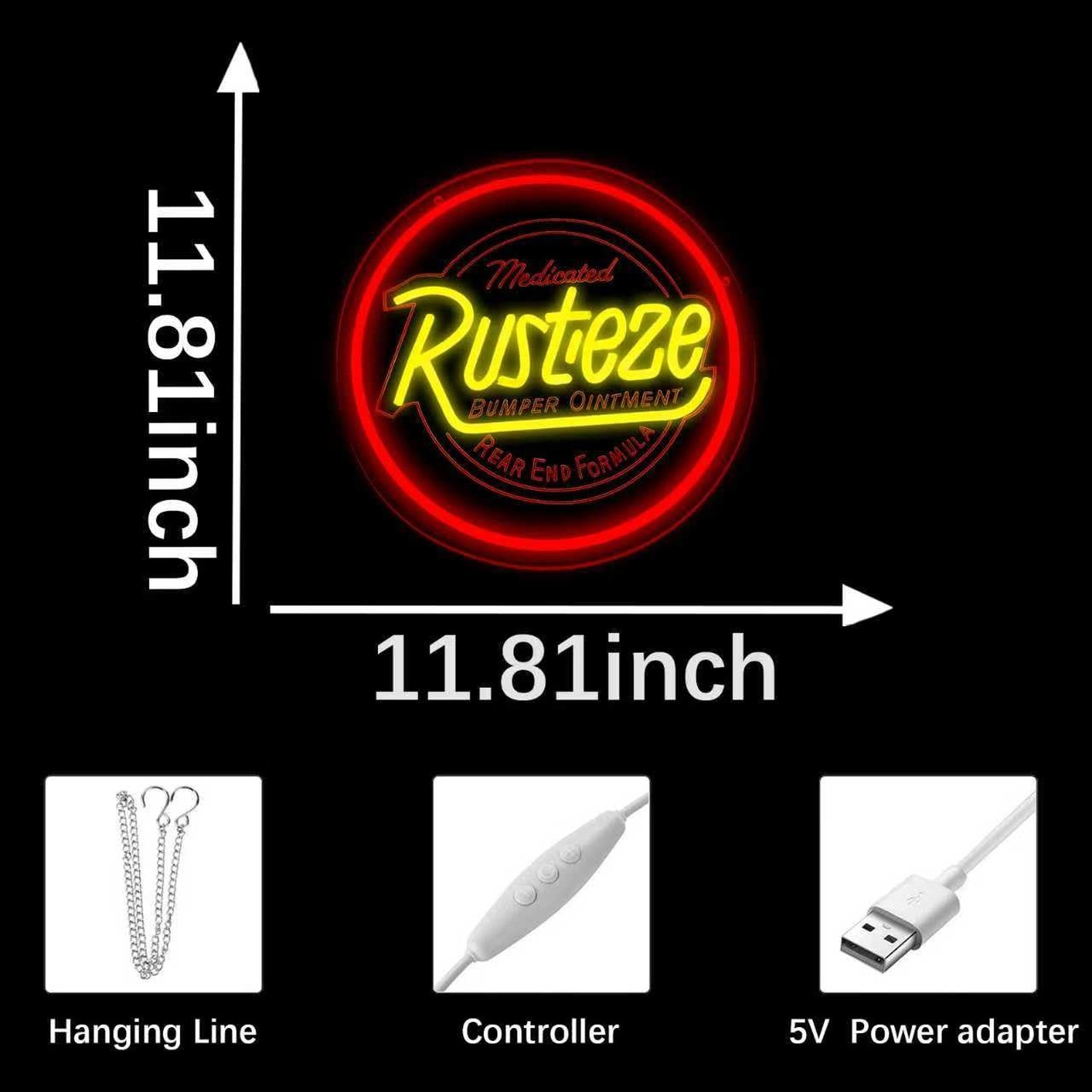 Rust Neon Eze Sign Car Bumper Neon Sign for Wall Decor, Dimmable LED Neon Lig…