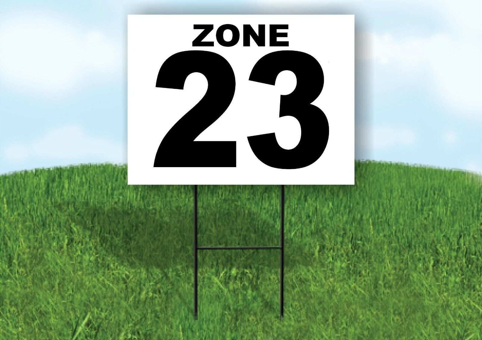ZONE 23 BLACK WHITE Yard Sign with Stand LAWN SIGN