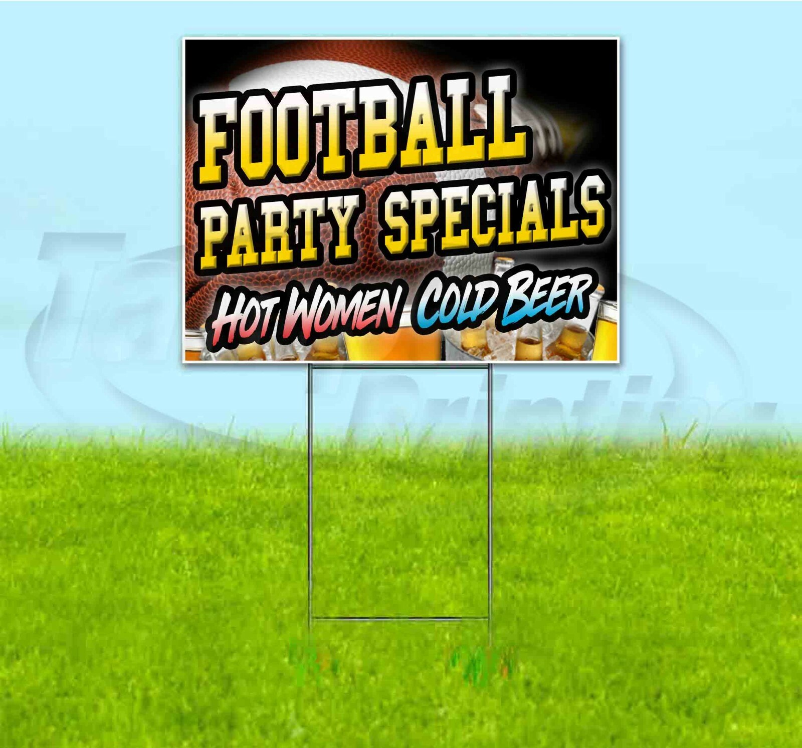 FOOTBALL DRINK SPECIALS 18×24 Yard Sign WITH STAKE Corrugated Bandit SPORTS