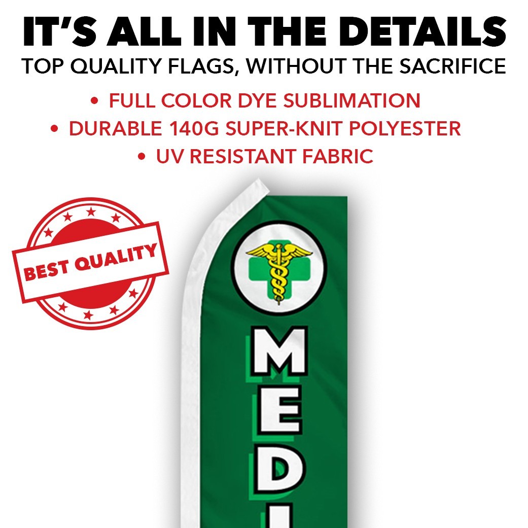 Medical MJ Advertising Swooper Feather Flutter Flag Dispensary Smoke Shop
