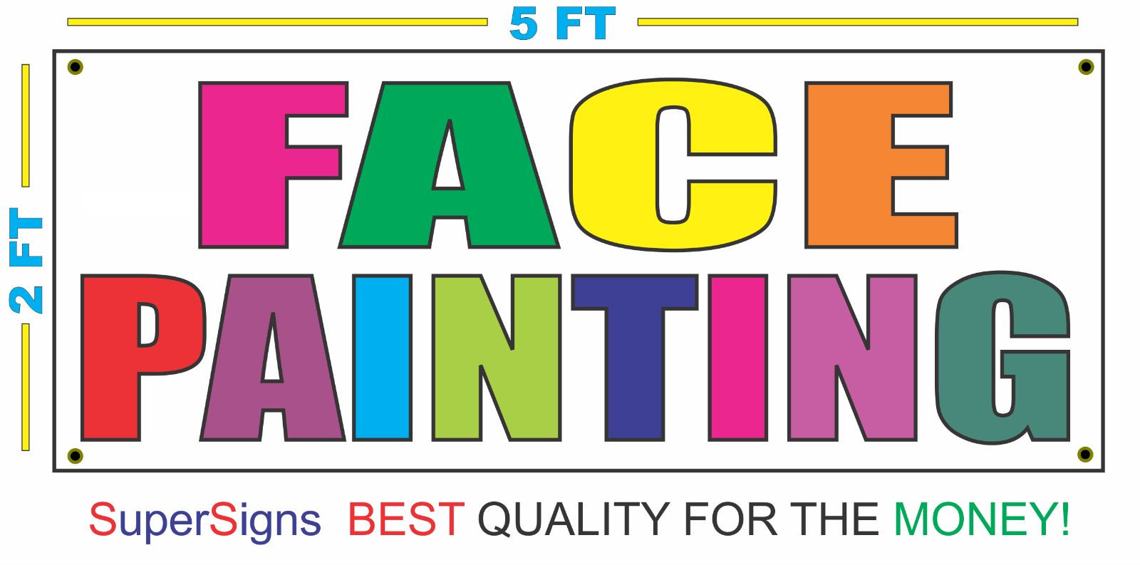 FACE PAINTING MULTI COLORS Banner Sign 2×5