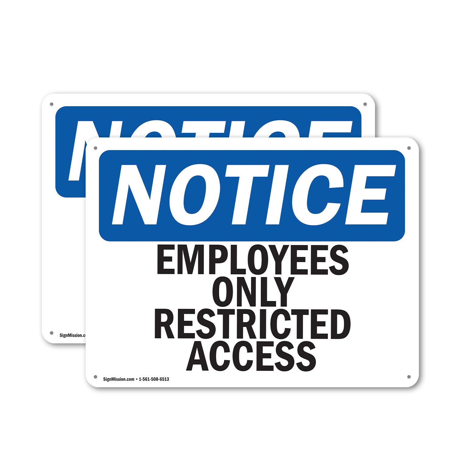 (2 Pack) Employees Only Restricted Access OSHA Notice Sign Decal Metal Plastic