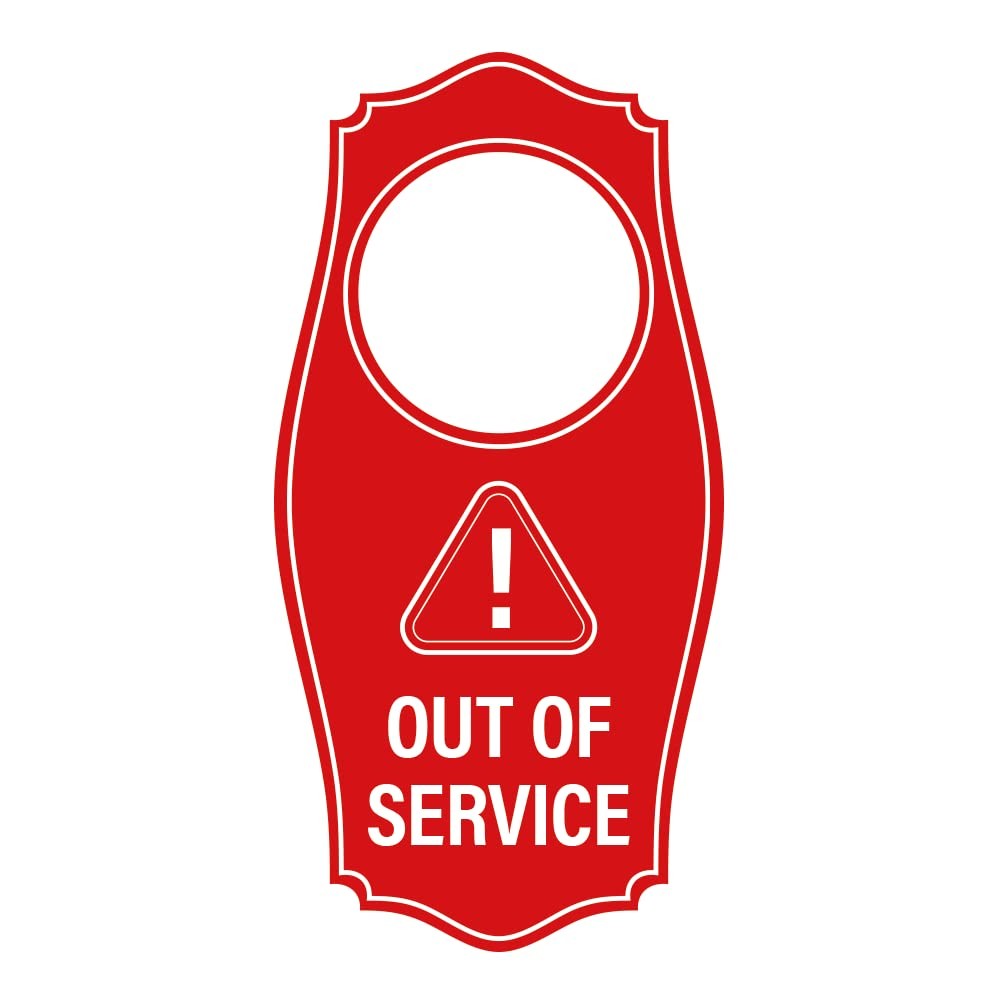 Out Of Service Door Hanger Sign Red Plastic Reversible Notification 4×8 In