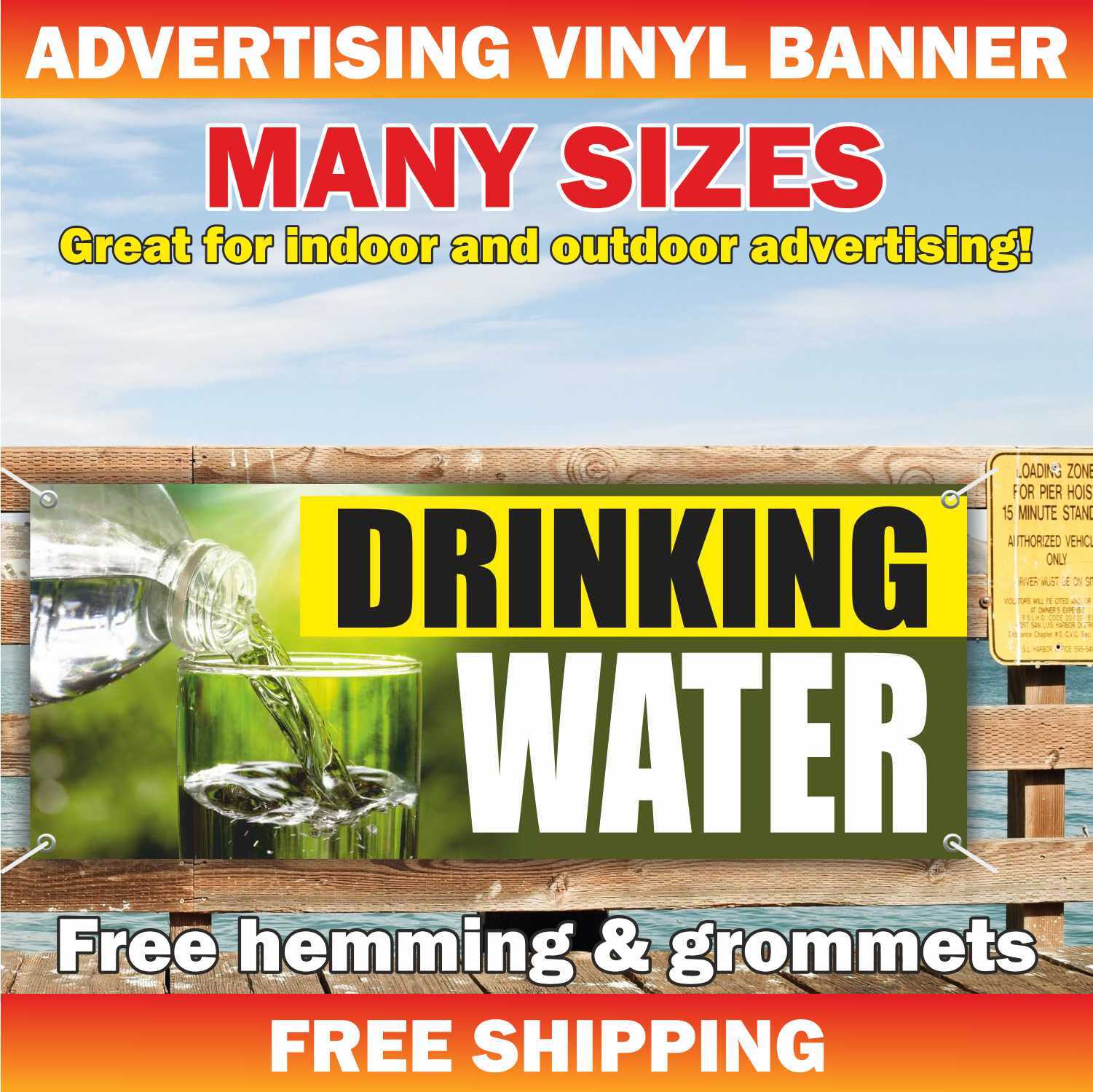 DRINKING WATER Advertising Banner Vinyl Mesh Sign clean fresh bottled ice cold