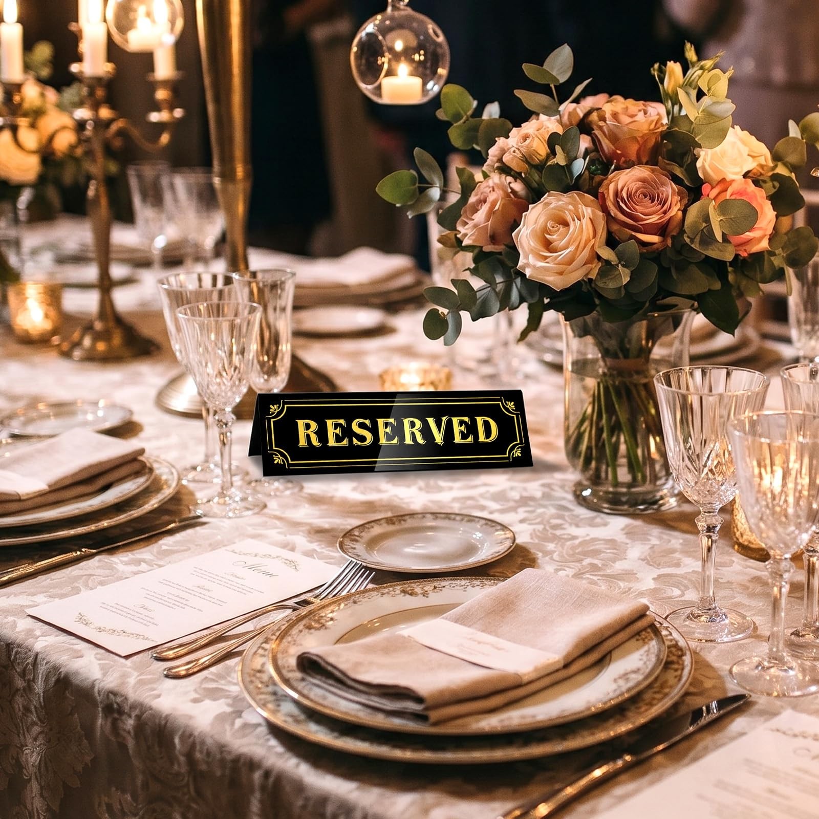 20 PCS Acrylic Reserved Table Signs 6×1.8 Inch DoubleSided Seating Cards