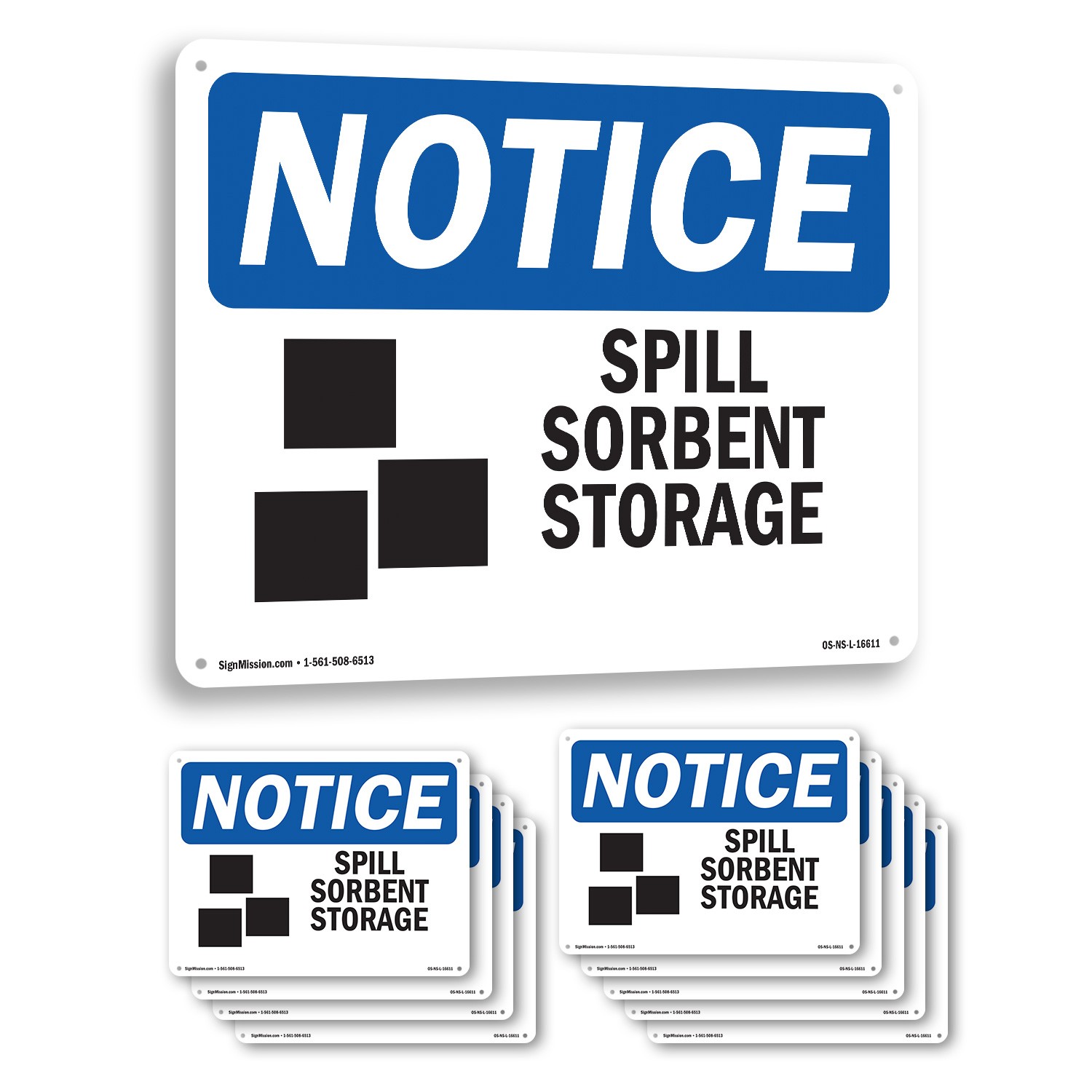 Spill Sorbent Storage OSHA Notice Sign Metal, Plastic, Or Decal – 5 or 10 Pack