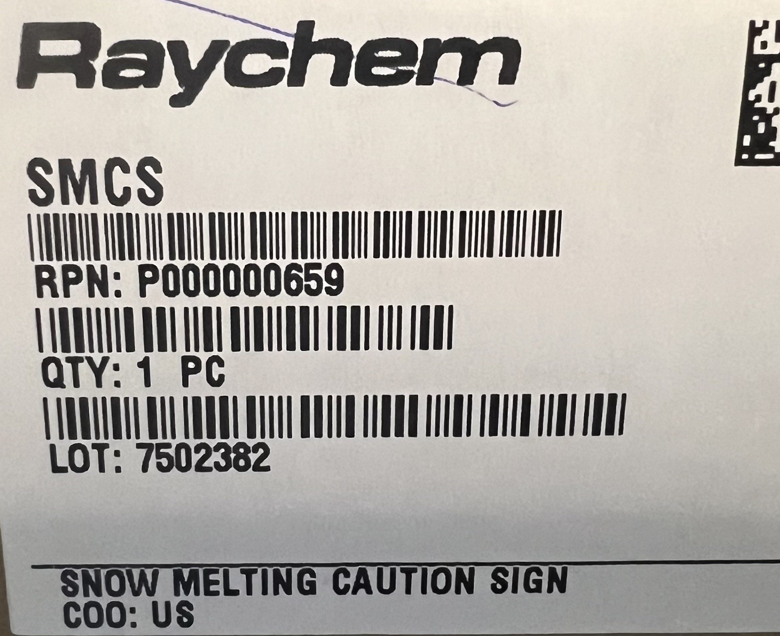 nVent / Raychem SMCS Snow Melting Caution Sign