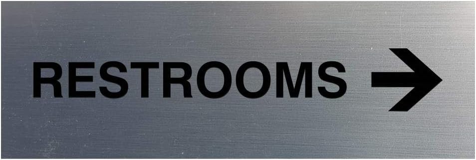 Basic Restrooms Right Arrow Directional Sign Durable Material Silver 3″ x 9″