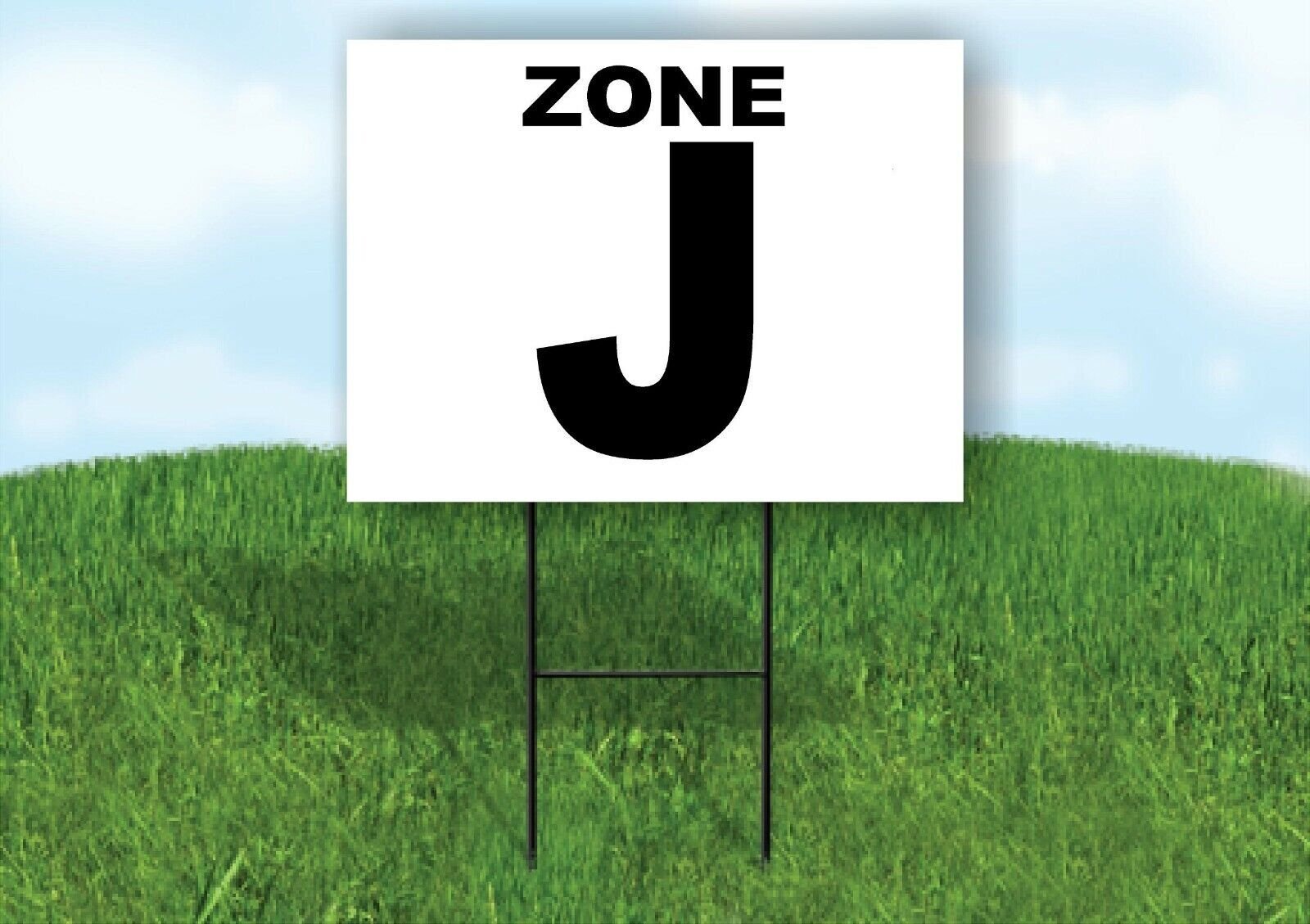 ZONE J BLACK WHITE Yard Sign with Stand LAWN SIGN