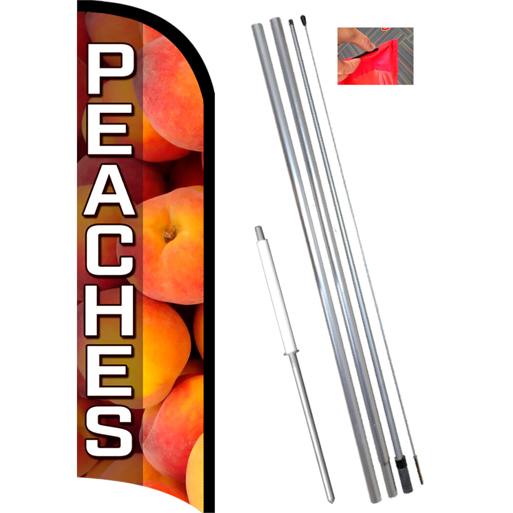 Peaches Premium Windless Feather Flag Bundle (Kit OR Flag Only)