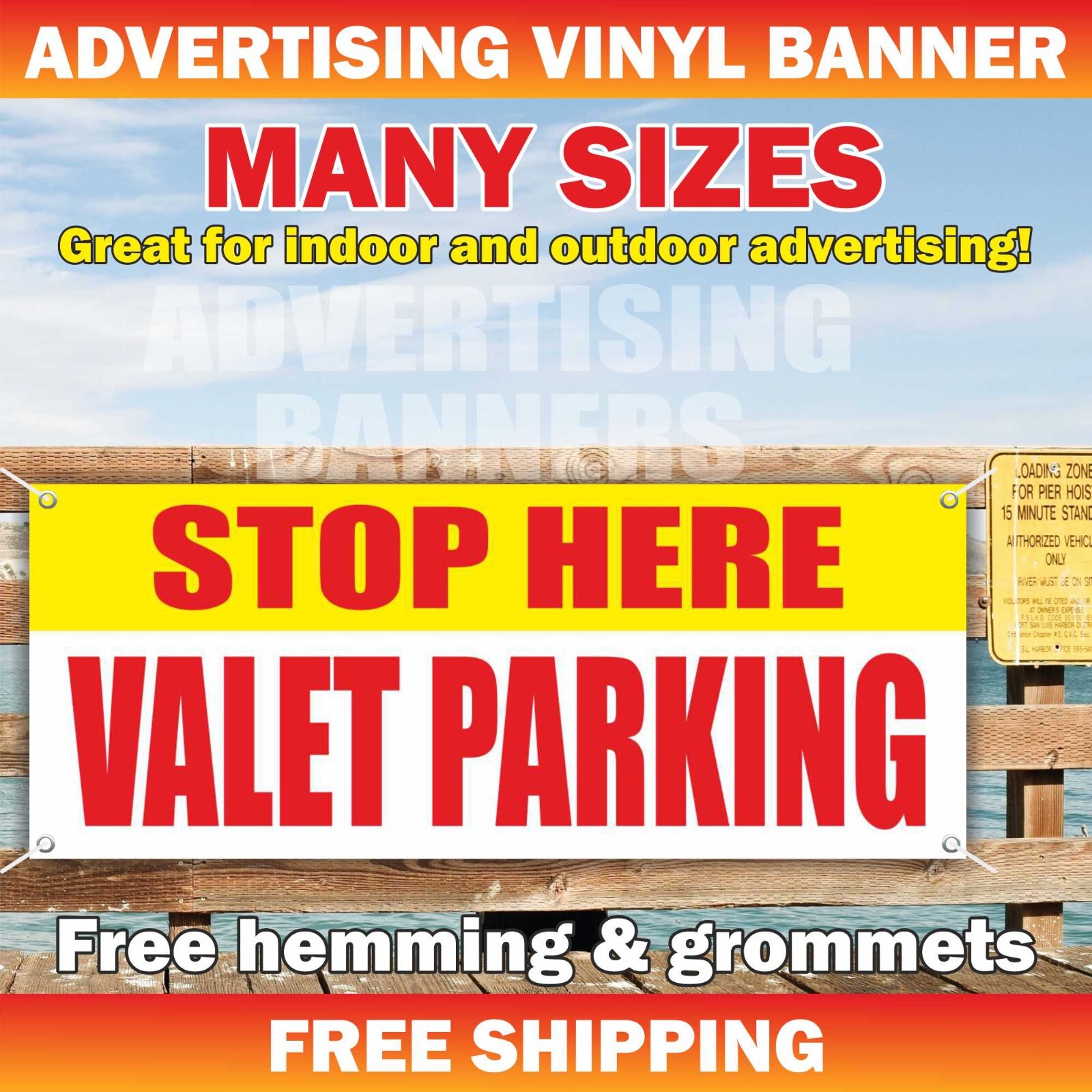 STOP HERE VALET PARKING Advertising Banner Vinyl Mesh Sign Auto Car Attendant