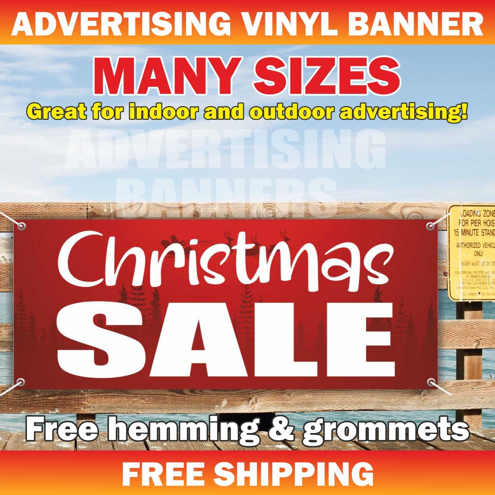 Christmas SALE Advertising Banner Vinyl Mesh Sign Merry Xmas Holidays New Year
