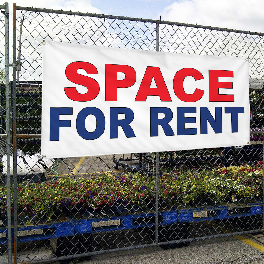 Vinyl Banner Multiple Sizes Space for Rent Red Blue Business Rentals Outdoor