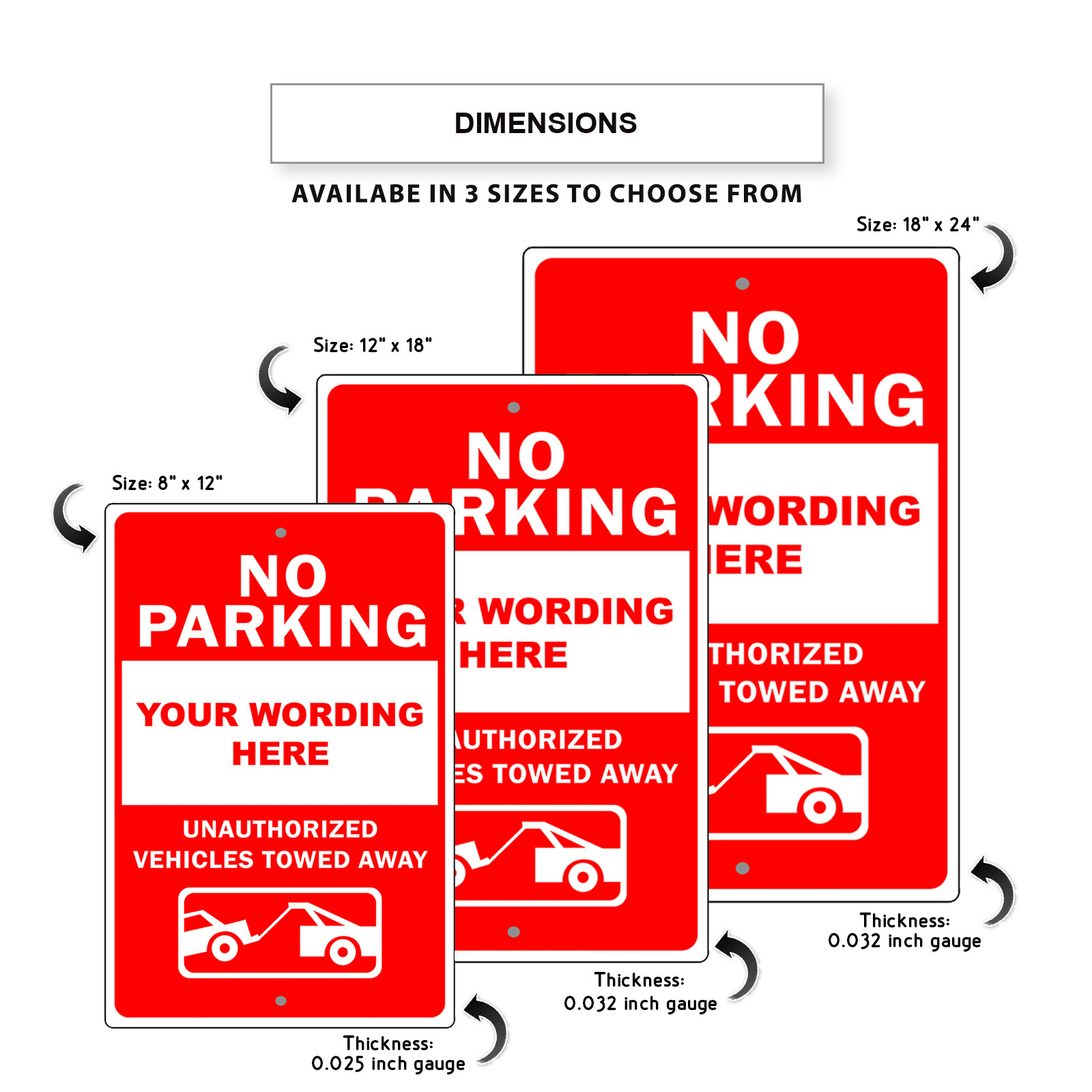 Custom Sign No Parking Your Wording Sign Personalized Text Aluminum Metal Sign