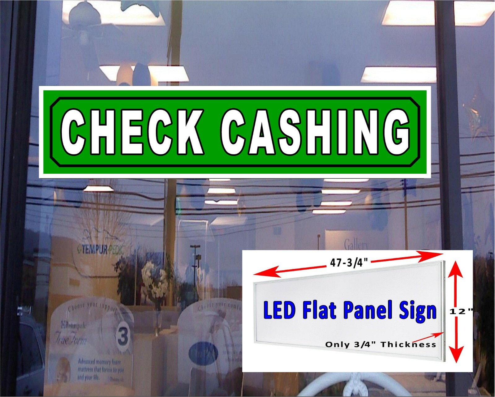 Check Cashing LED light box window Sign 48″x 12″
